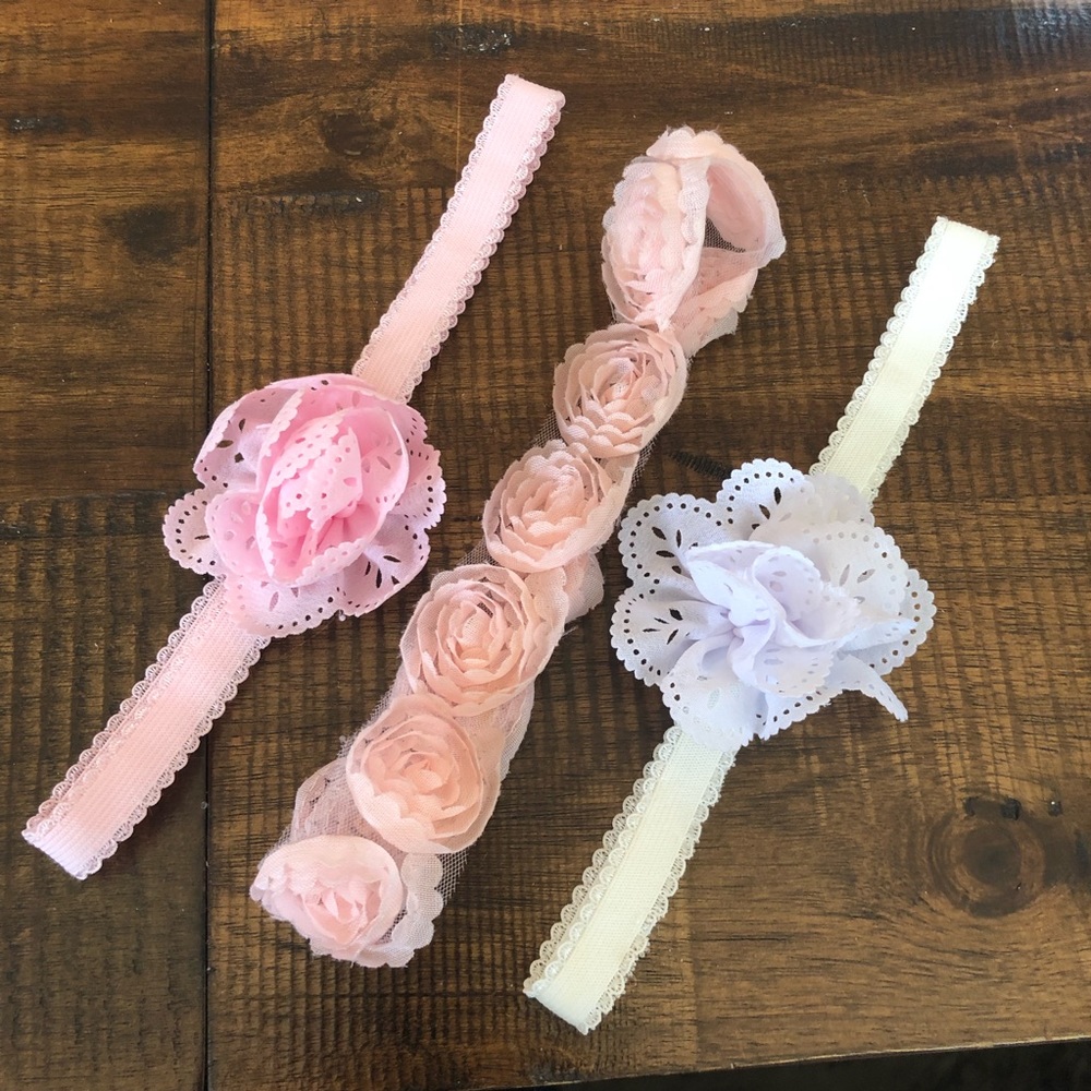 Set of 3 Cute Flower Baby Headbands